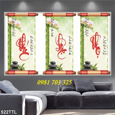 tranh gạch 3D, tranh phúc lộc thọ trang trí tường