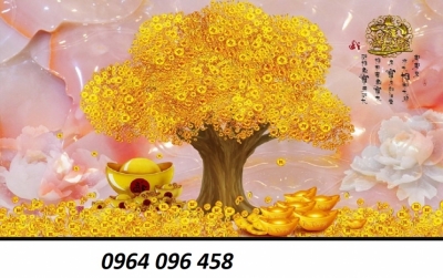 Tranh 3d cây tiền - tranh gạch 3d cây tiền - 433S