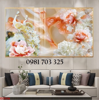 Gạch tranh chim công 3D đẹp