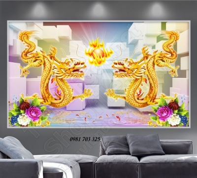 tranh gạch phong thủy- tranh rồng phượng