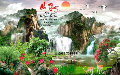 Gạch tranh 3D trang trí phòng khách