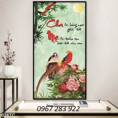 Tranh chim công gạch men ốp tường trang trí