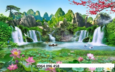 Tranh gạch ốp tường 3d hoa sen - LFDS2