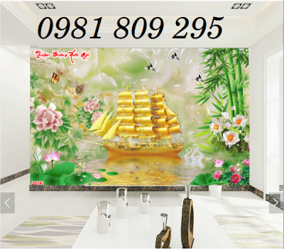 Tranh gạch 3d phong thủy , tranh thuyền