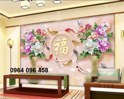 Tranh gạch 3d hoa mẫu đơn - BMMX44