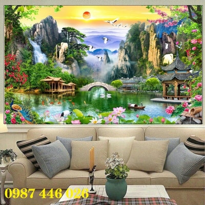 Gạch tranh sơn thủy hữu tình HP722