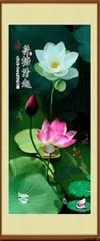 Tranh gạch ốp tường mẫu hoa sen - 655SK