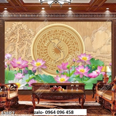 Tranh gạch hoa sen 3d - GDXC44