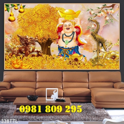 Gạch tranh thần tài mai lộc vàng GH888