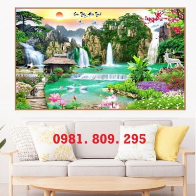 Mẫu gạch tranh ốp tường trang trí phong cảnh