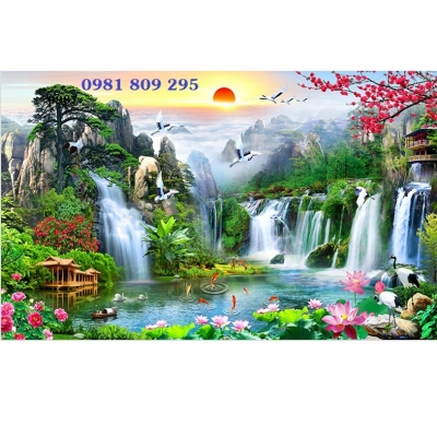 Tranh gạch men thác nước đẹp HP254