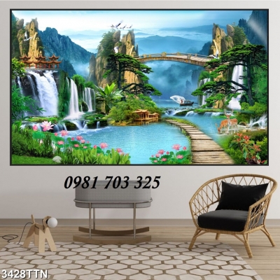 Tranh phong cảnh sơn thủy hữu tình-tranh gạch