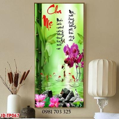 Tranh gạch 3D có câu thơ mẹ cha