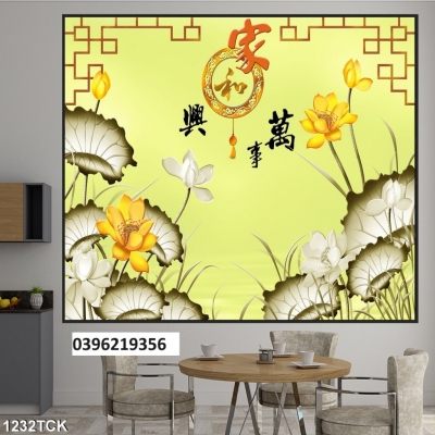 Tranh gạch hoa sen trang trí nhà