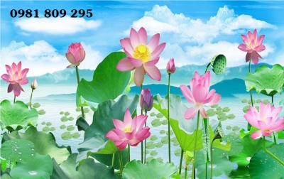 Tranh gạch hoa sen 3d GP765