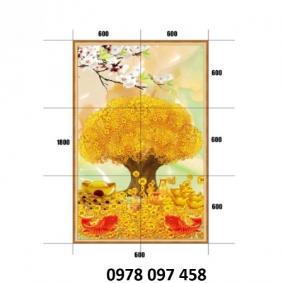 Tranh gạch men cây kim tiền.