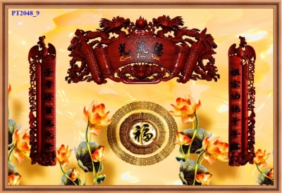 Gạch tranh 3D - phòng thờ gia tiên