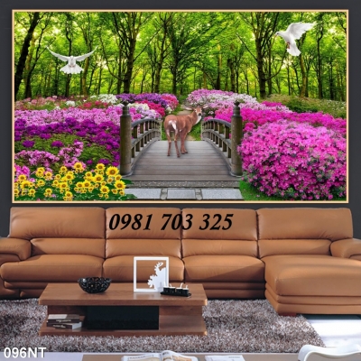 tranh phong cảnh- gạch tranh 3D cảnh vườn hoa