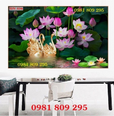 Gạch tranh trí tường hoa sen 3d