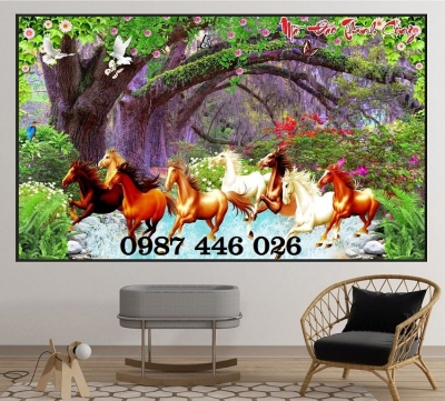 Tranh ngựa- Gạch tranh 3d