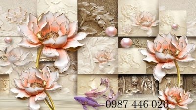 Tranh gạch men hoa sen 3d HP92422