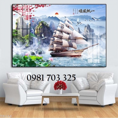Tranh gạch 3D thuyền buồm đẹp