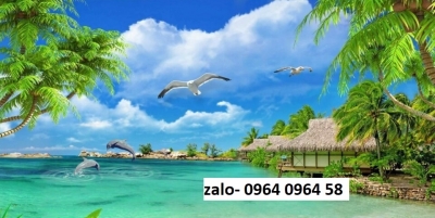 Gạch tranh 3d phong cảnh bãi biển - CNBNM95