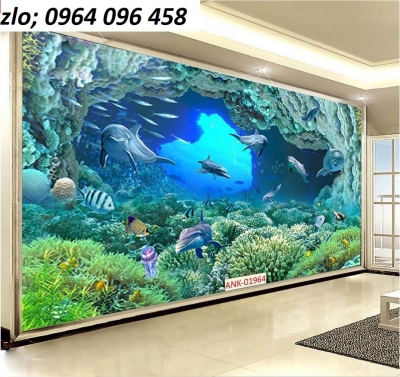 Tranh gạch 3d cá heo phong cảnh biển - CNB433