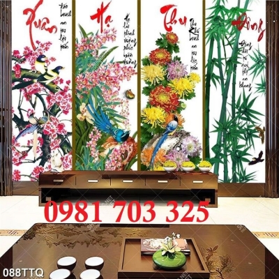 Gạch tranh trang trí tứ quý sang trọng