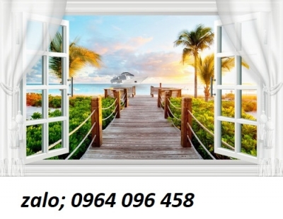 Tranh gạch 3d ốp tường tranh cửa sổ - 654CVB