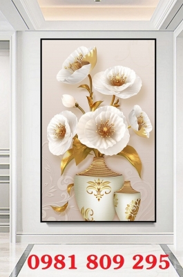 Tranh gạch ốp tường , gạch trang trí 3d bình hoa