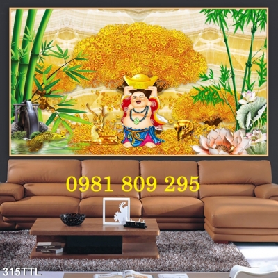 Gạch tranh thần tài mai lộc vàng GH888
