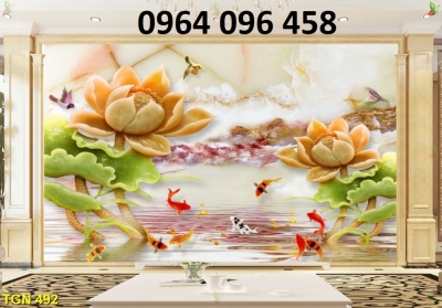 Tranh gạch ốp tường 3d hoa sen - CNNM9