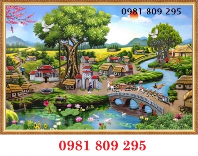 Tranh 3d làng quê , gạch tranh 3d cảnh làng quê trang trí