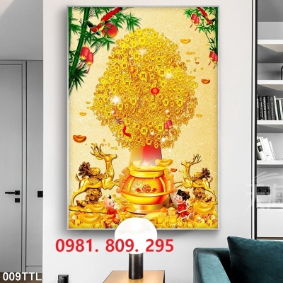 Tranh 3d , gạch ốp tường 3d kim tiền