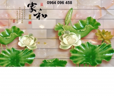 Tranh hoa sen 3d tranh gạch 3d hoa sen KJH6