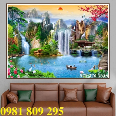 Gạch ốp tường, tranh gạch men thác nước HP1235