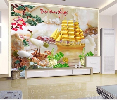 Tranh thuận buồm xuôi gió tranh gạch 3d MNB08