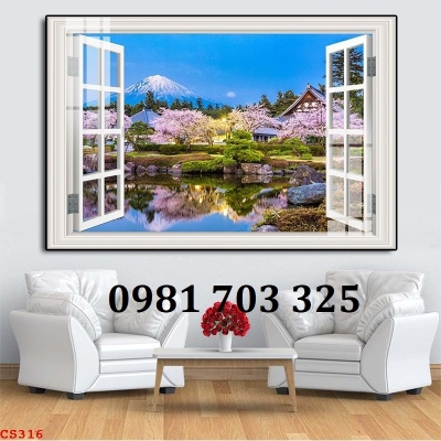 Tranh gạch 3D cửa sổ