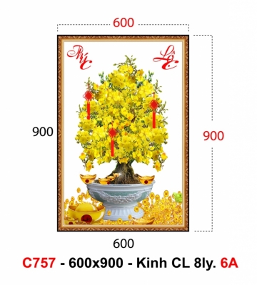 tranh gạch 3d cây mai vàng - 78K