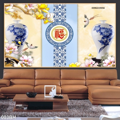 Tranh bình hoa đẹp trang trí 3D