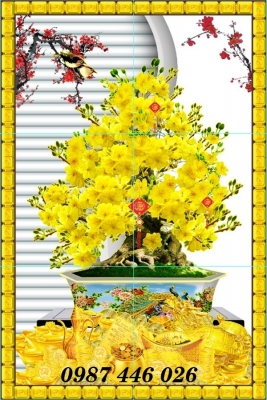 Tranh gạch mai vàng HP9824