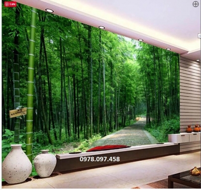Gạch tranh 3D - vườn trúc