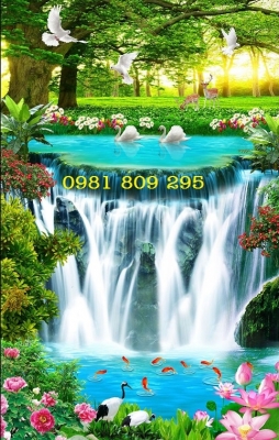Tranh thác nước - gạch tranh 3d khổ dọc