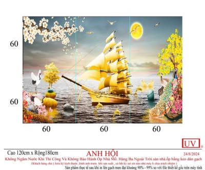 Tranh gạch men thuyền buồm vàng