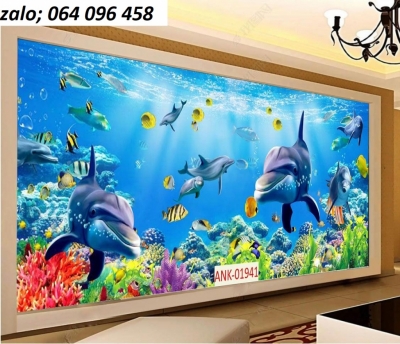 Gạch tranh 3d cá heo đại dương - 6544S