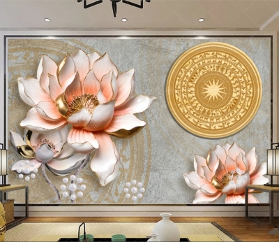Tranh gạch 3d ốp tường hoa sen - SKCB65