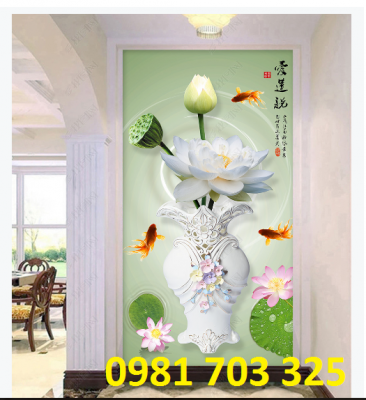 Tranh khổ đứng 3D- tranh hoa ốp tường