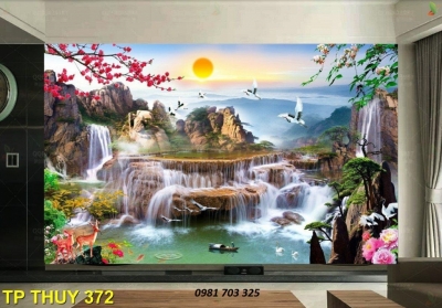 Tranh gạch 3D suối nước
