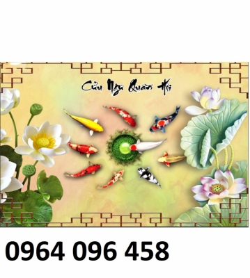 Tranh gạch 3d cửu ngư quần hội - 022XP